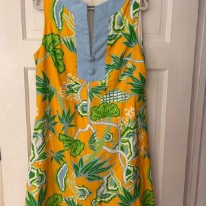 Tropical Print l Dress - Yellow and Blue-perfect for luncheon or church !
